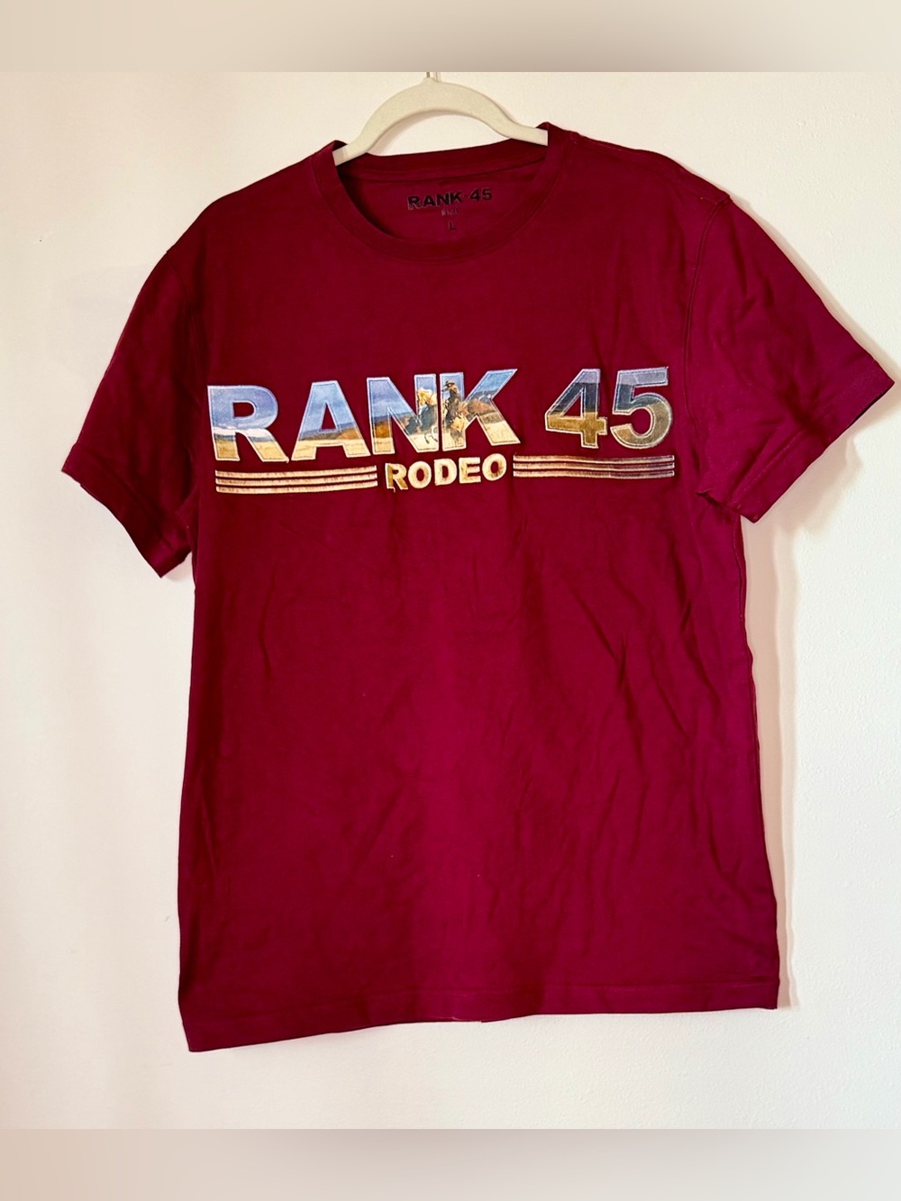 Rank 45 Rodeo Men's Burgundy Graphic Tee